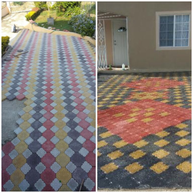 Close-up of a custom brick pavement featuring a detailed pattern of interlocking bricks in various shades of red and brown, providing a stylish and durable outdoor surface